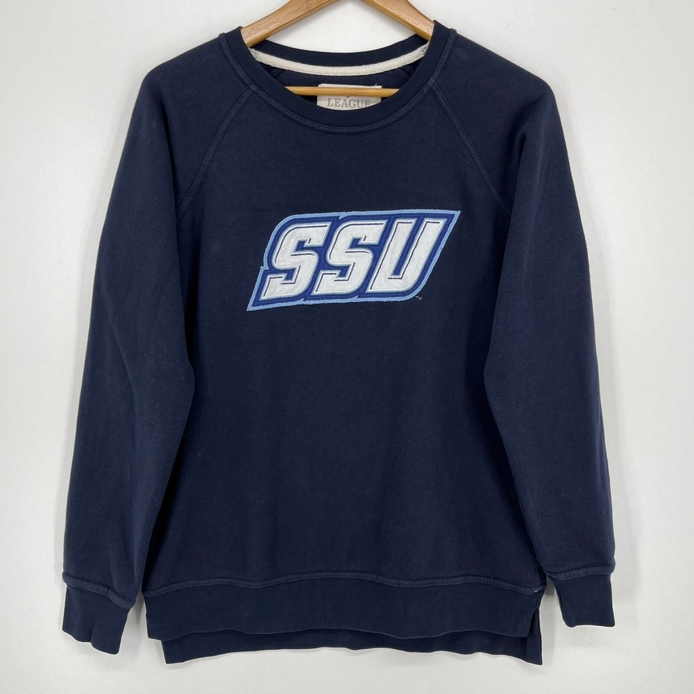 League SSU Savannah State University Navy Blue Raglan Sweatshirt Adult Small